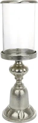 Produktbild von Gilde Windlicht  Cansino   silberfarben, Kerzenteller D 13,5 cm H= 27,0 cm  Ø 15,0 cm 62082