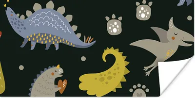 Produktbild von MuchoWow® Poster Dino - Kinder - Schnittmuster - Jungen - Mädchen - Dinosaurier 160x80 cm - Foto Poster