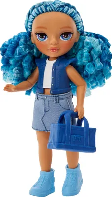 A doll standing against a white background.