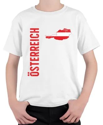 Produktbild von Österreich Fußball Fan Weltmeisterschaft Europameisterschaft EM Kinder T-Shirt, Weiß, 140