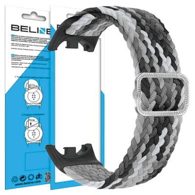 Zdjęcie produktu dla Beline Pasek Mi Band 9/8 Nylon Czarno-Biały/Black-White