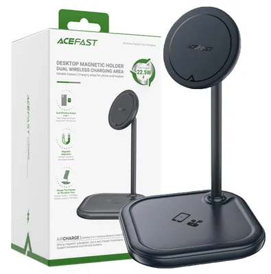 Produktbild von Acefast Drahtloses Qi Ladegerät 15W Für Iphone (Mit Magsafe) Und Apple Airpods Ständer Ständerhalter Magnetisch Grau (E6 Grau)