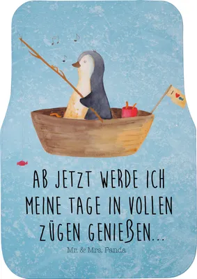 Produktbild von Mr. & Mrs. Panda Automatte Pinguin Angelboot - Eisblau - Geschenk, Auto-Fußmatte, Fußmatte Fürs Auto, Autoteppich, Boot, Teppich, Motivation, Optimistisch, Genießen