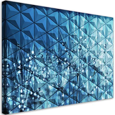 Produktbild von Leinwandbild Löwenzahn in Tautropfen 90x60 Feeby Blau bild für die wand bereit zum aufhängen