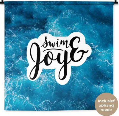Produktbild von MuchoWow® Wandteppich Wandbehang Meer - Schwimmen - Zitate - Sommer 90x90 cm Tapisserie Dekoration Wandtuch - Wandaufhänger