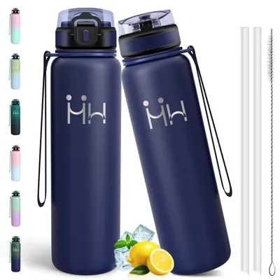 Produktbild von Trinkflasche Edelstahl 1l Dunkelblau, Auslaufsicher, Thermosflasche,