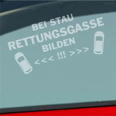 Produktbild von Auto Aufkleber Bei Stau Rettungsgasse bilden! Feuerwehr Leben retten 19x9 cm Milchglas Sticker Heckscheibenaufkleber