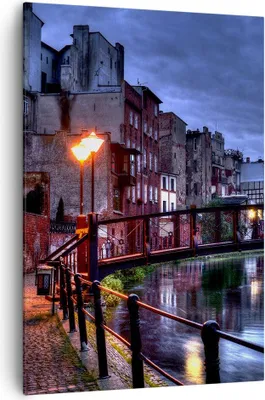 Produktbild von Bild auf Leinwand - Leinwandbild - Einteilig - Architektur Altstadt Stadt Fluss - 70x100cm - Wand Bild - Wandbilder - Leinwanddruck - Wanddekoration - Leinwand bilder - Wandbild - PA70x100-0500