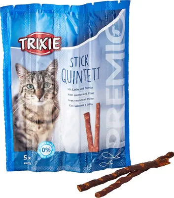 Produktbild von TRIXIE Katzensnack PREMIO Stick Quintett Lachs/Forelle 50g Katzenleckerlis aus natürlichen Zutaten