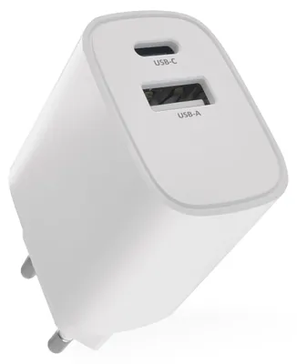 Image de EMOS Chargeur USB-C+A 15Watt, Alimentation USB sans câble, type USB-C et A, pour Smartphone, iPhone, appareils rechargeables, 5 V / 3 A, blanc, V02B15