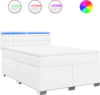 Produktbild von vidaXL Boxspringbett mit Matratze Weiß 160x200 cm Kunstleder