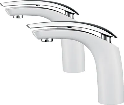 Zdjęcie produktu dla 2 sztuki: bateria umywalkowa biała, bateria do umywalki, kran, bateria umywalkowa, bateria łazienkowa, jednouchwytowa bateria do łazienki