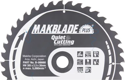 Produktbild von Makita Kreissägeblatt, MAKBLADE PLUS 305 x 30 mm - 40 Zähne