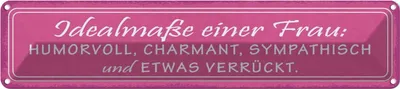 Produktbild von vianmo Blechschild 10x46 cm Idealmaße einer Frau humorvoll Männer Frauen Spruch Zitat