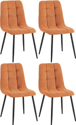 Produktbild von CLP 4er Set Esszimmerstuhl Tilde gepolstert mit Rückenlehne bis 150 kg belastbar orange Material Cord