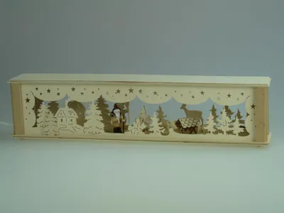 Produktbild von Schwibbogenerhöhung mit Weihnachtsmann und Beleuchtung BxHxT 52x10x10cm NEU