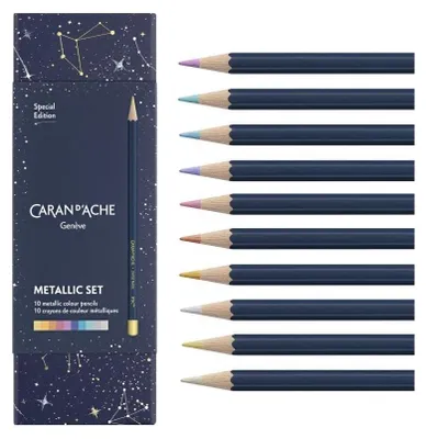 Zdjęcie produktu dla CARAN D'ACHE CC1284.024 Kredki ołówkowe CARAN D'ACHE COSMIC BLUE, zestaw 10 sztuk