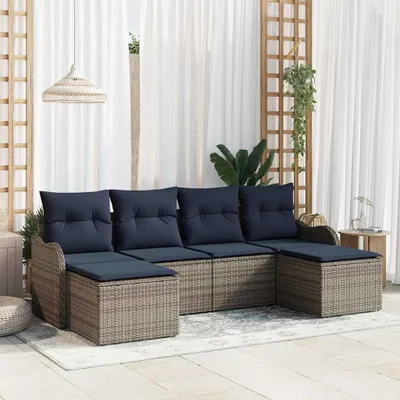 Image de Maison Exclusive - Ensemble de canapés 6 pièces, couleur grise, en polyester