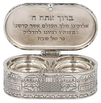 Obrázok produktu pre Držiak na sviečky s motívom Jeruzalema, Jeruzalem, judaické predmety – nikl