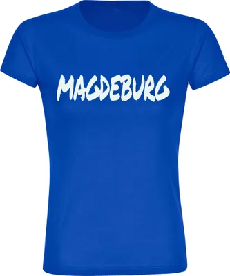 Produktbild von multifanshop Damen T-Shirt - Magdeburg - Textmarker, blau, Größe S
