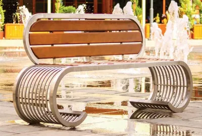 Produktbild von Casa Padrino Luxus Parkbank - Stadtbank mit Rückenlehne Silber / Braun 190 cm - Outdoor & Park Möbel