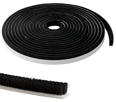 Produktbild von Bürstendichtung selbstklebend Dichtungsbürste Zugluftstopp Insektenschutz - 4 mm - 10 m - Schwarz - Für Fenster und Türen