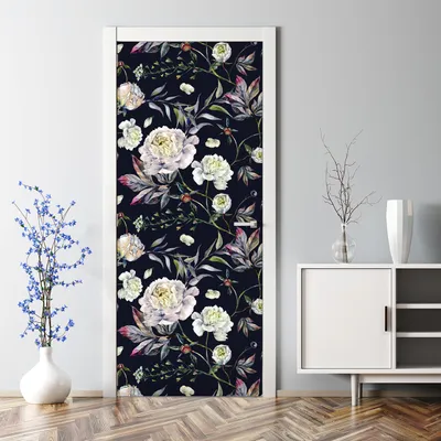 Produktbild von Dekorative Türposter Klebefolie selbstklebend Wandaufkleber Weiße Pfingstrosen 85 x 200 cm