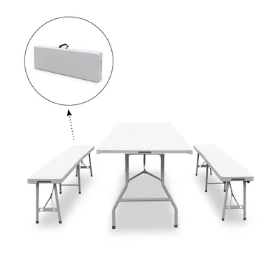 Produktbild von SVITA Buffettisch Garnitur 3er Set 180cm Bierbank Festzelt Event Garten Klapptisch weiß Koffer Camping