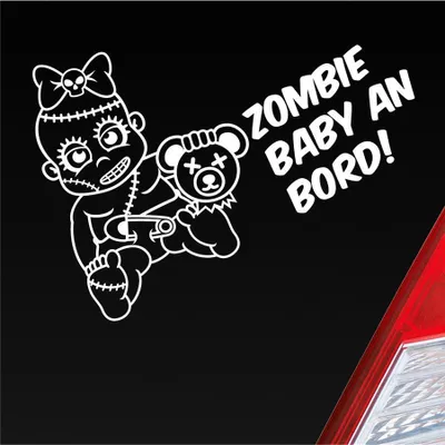 Produktbild von Auto Aufkleber Zombie Baby an Bord on Tour 30x21 cm Weiss Glanz Sticker Heckscheibenaufkleber
