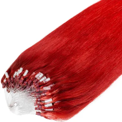Produktbild von hair2heart Premium Microring Extensions Echthaar glatt - 25 Strähnen 0.8g 50cm 0/44 rot intensiv