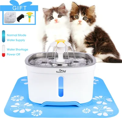Image de Fontaine à eau pour chats et animaux domestiques 2.5L Distributeur automatique d'eau+4 filtres à charbon actif