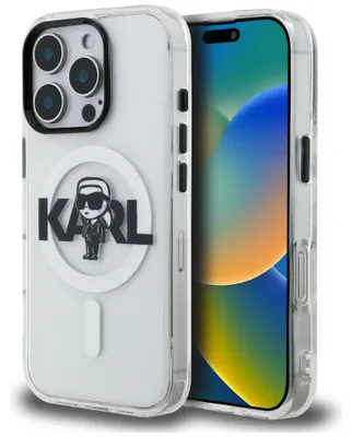 Image de Étui Karl Lagerfeld IML, motif logo Karl Sketch, compatible avec iPhone 16 Pro Max, transparent