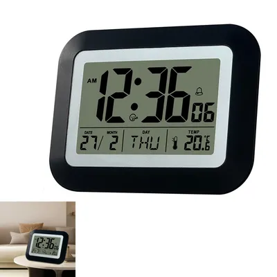 Produktbild von Wecker, Wecker digital, digitaler Wecker, Reisewecker, Temperatur, Uhrzeit, Schlummerfunktion / Snooze, LCD - Hintergrundbeleuchtung, kompakt, 19x14cm