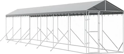 Produktbild von vidaXL Outdoor-Hundezwinger mit Dach Silbern 2x14x2,5 m Stahl Verzinkt