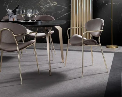 Produktbild von Stuhl Beige Design Wohnzimmer Esszimmer Holz Stühle Polster Lehnstuhl Möbel Neu