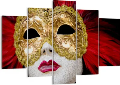 Produktbild von Bild auf Leinwand - Leinwandbild - Venezianische Maske Kostüm Spaß Feder - 150x100cm - Wand Bild - Wanddeko - Leinwanddruck - Bilder - Kunstdruck - Leinwand bilder - Wandkunst - EA150x100-0437