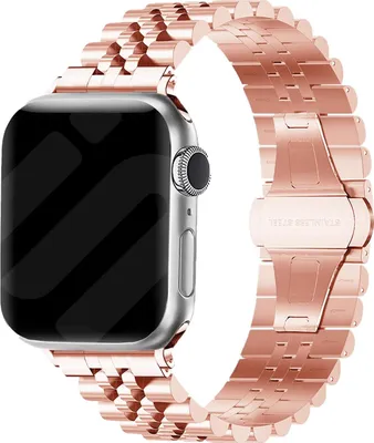 Produktbild von Strap-it Jubilee Edelstahlarmband passend für Apple Watch Series 1/2/3/4/5/6/7/8/9/10/11/SE - Roségold - Größen 38/40/41/42 mm