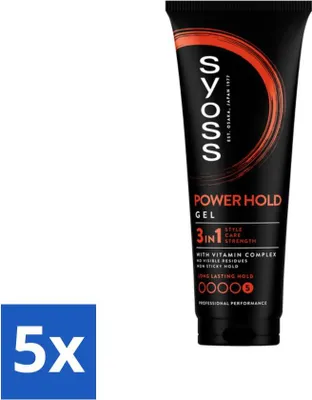 Image de Syoss - Power Hold - Gel coiffant - Fixation extra-forte - 250 ml - Pack avantage - 5 pièces