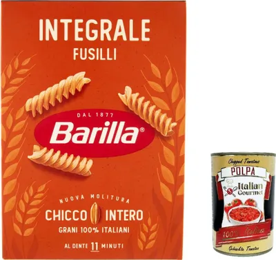 Produktbild von 10x Pasta Barilla Fusilli Integrali Vollkorn italienisch Nudeln 500 g pack + Italian Gourmet polpa 400g