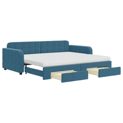 Immagine prodotto di vidaXL Divano letto estraibile con cassetti Blu 90x200 cm Velluto