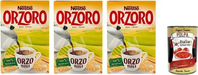 Produktbild von Nestle Orzoro Marconato per Moka Classico,Erdgerste für Moka, lösliche Gerste Getreidekaffee kaffee 3x 500 gr + Italian Gourmet poolpa 400g