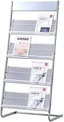 Zeitschriftenständer mit 4 Fächern, Bodenmodell, Silber
