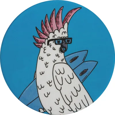 Produktbild von Maxwell & Williams DU0187 MULGA Untersetzer rund, 10,5 cm, Cockatoo (Kakadu), Keramik - Kork