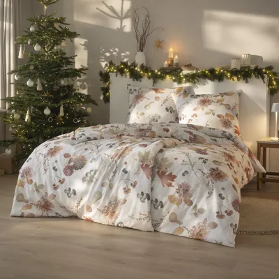 Produktbild von Estella Kuschelflanell Bettwäsche Autumn Foliage kastanie 135x200 cm + 80x80 cm