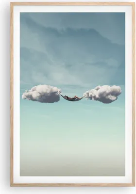 Produktbild von Gerahmtes Poster - Rahmen in heller Eiche - Wolken Hängematte Ruhe - 61x91,5 cm - Wand Bild - Wanddeko - Wandbilder - Kunstposter - Wandposter - Bilderrahmen - Bilder - Kunstdruck - P2NPA61x91-4373