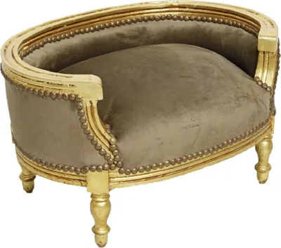 Produktbild von Casa Padrino Barock Hundebett & Katzenbett Taupe / Antik Gold - Handgefertigtes Hunde & Katzen Sofa im Barockstil - Barock Hunde & Katzen Möbel - Barock Tiermöbel