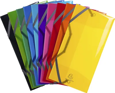 Produktbild von Exacompta 10x Sammelmappe PP 500µ + 3 Klappen Gummizug 235x12cm sortiert 55770E