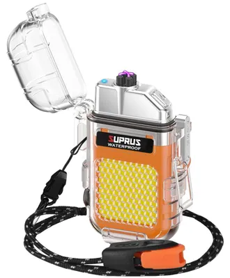 Plasma-Anzünder, wasserdicht, 3-in-1, orange, mit Taschenlampe