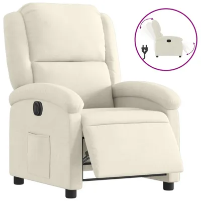 Image de Fauteuil inclinable électrique Crème Velours