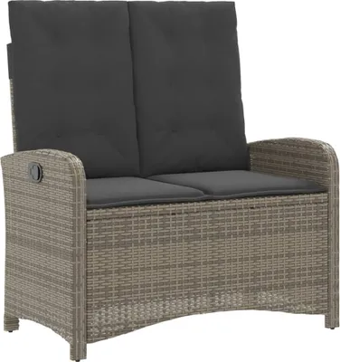 Produktbild von vidaXL Gartenbank Verstellbar mit Kissen Grau Poly Rattan